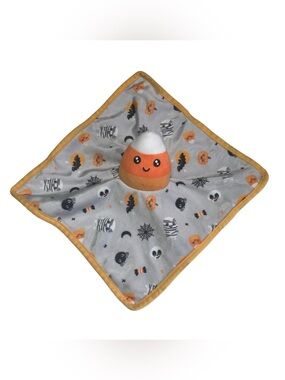 Parents Choice Candy Corn Lovey 11" Security Blanket Halloween Gray Orange